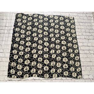 Vintage 70s Black Beige Mag Magaschoni Scarf Silk‎ Dancing Lady Theme Square 35"